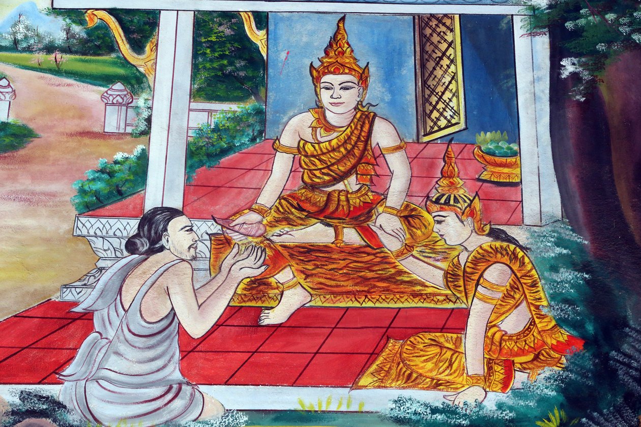 Wat Inpeng Buddhist Temple: The Jataka Tales are Narratives About the Previous Lives of the Buddha, Vientiane, Laos by Unbekannt