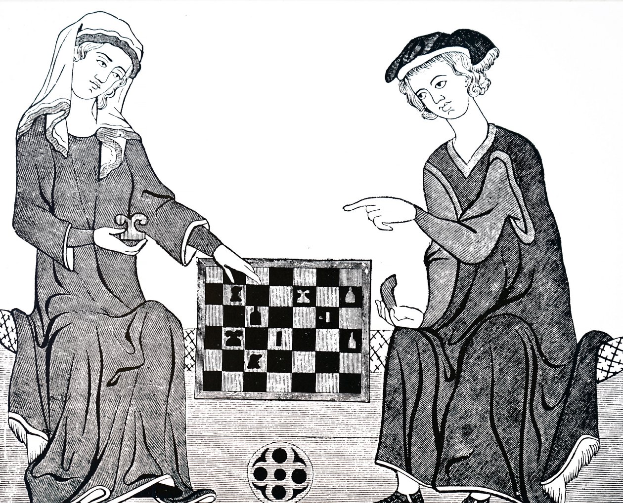 A Man and Woman Playing Chess by Unbekannt