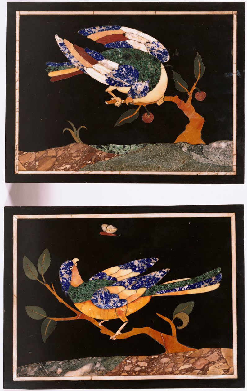A Pair of Florentine Pietra Dura Panels Depicting Birds by Unbekannt