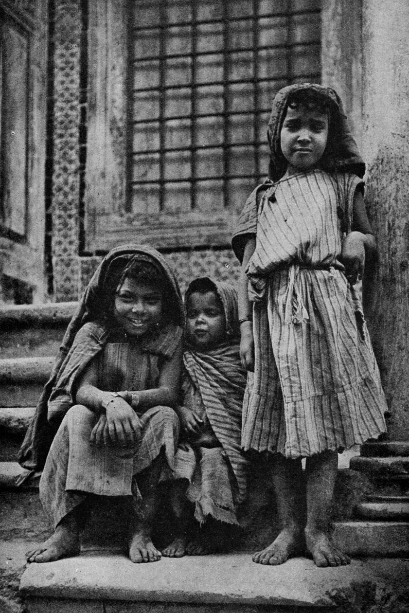 Africa. Mendicant street Arabs outside a mosque in Tunis. 1920 by Unbekannt