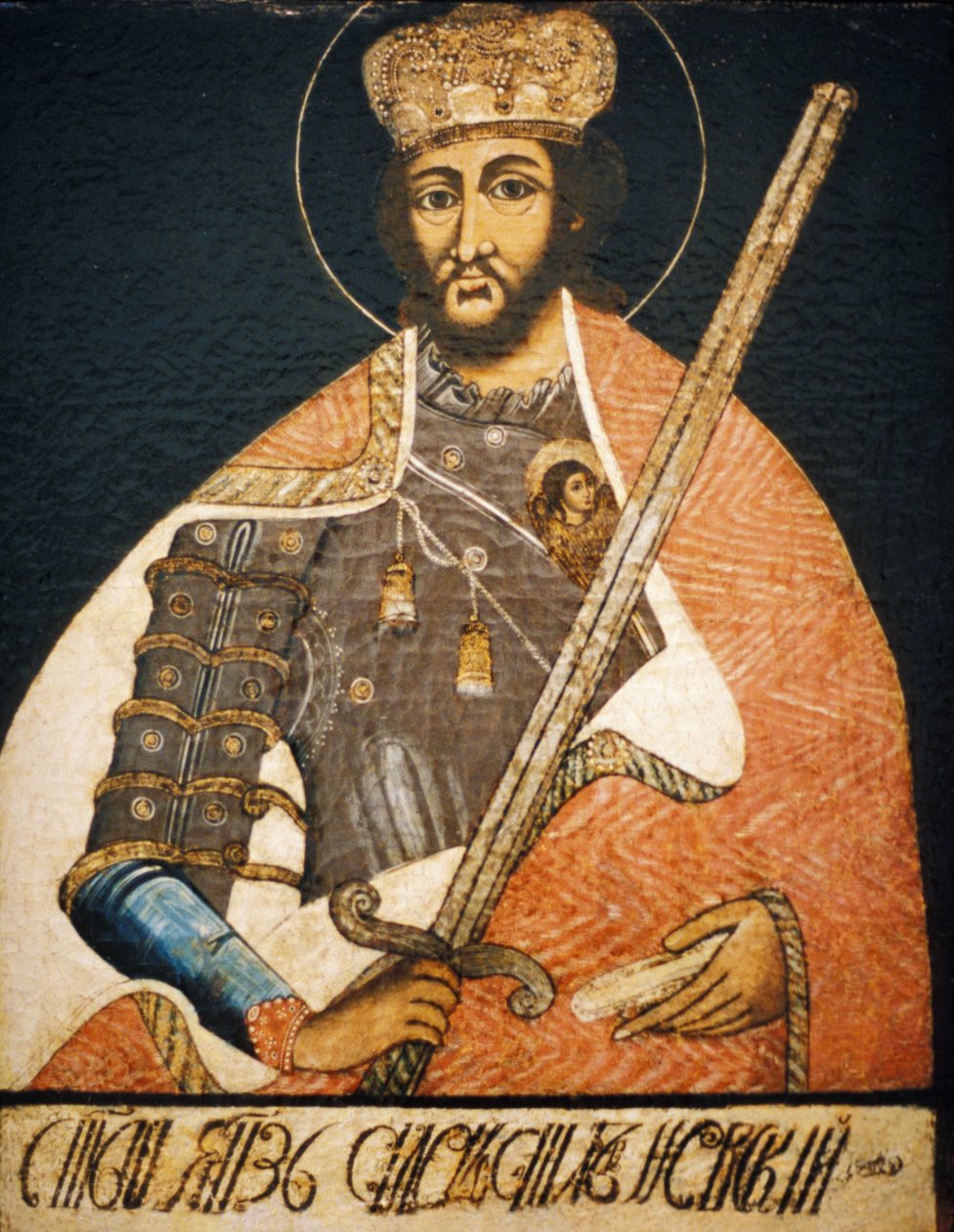 Alexander Nevsky Depicted as a Warrior Saint in a Portrait by an Unknown Artist from the Early 18th Century, State History Museum, Moscow by Unbekannter Künstler