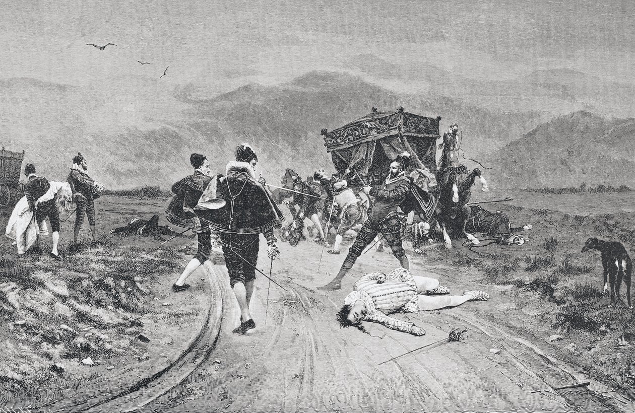 An attack on a coach, mid 17th century, from 