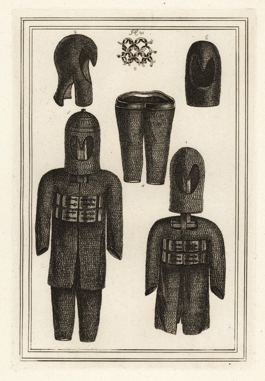 Ancient Suits of Chainmail Armour with Hoods, Coarse Linen Waistband to the Trousers by Unbekannt