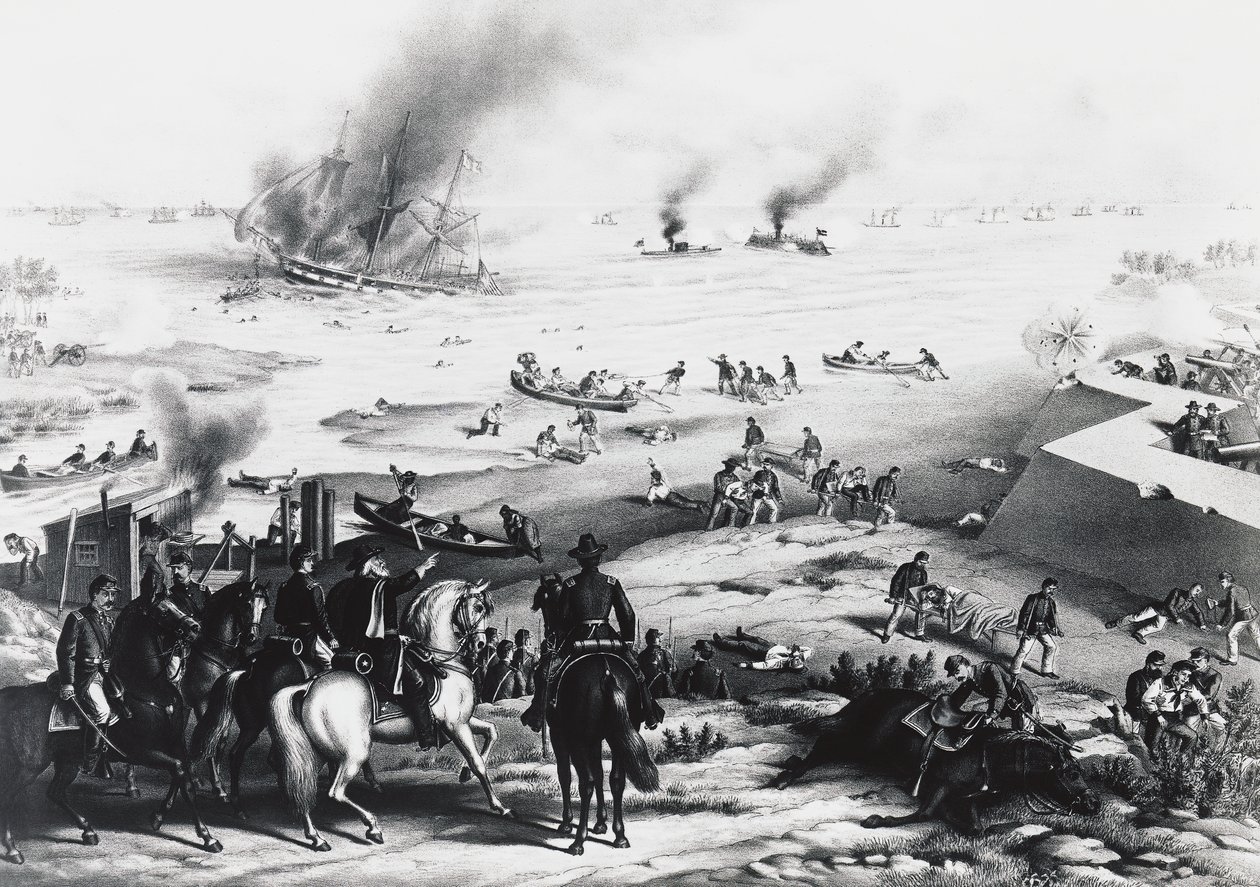 Battle of Hampton Roads or Battle of Ironclads, the USS Monitor and CSS Virginia by William M. Timlin