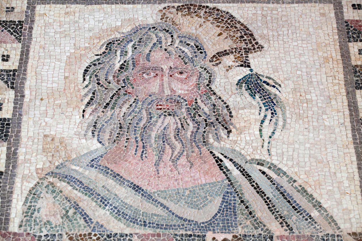 Bust of Winter (detail) - Paphos mosaics, House of Dionysos - End of the 2nd Century AD - Cyprus - Personification of Winter - Detail of the mosaic of the four seasons - Mosaics of Paphos, House of Dionysus - End II Century AD - UNESCO Site - Cyprus by Unbekannt
