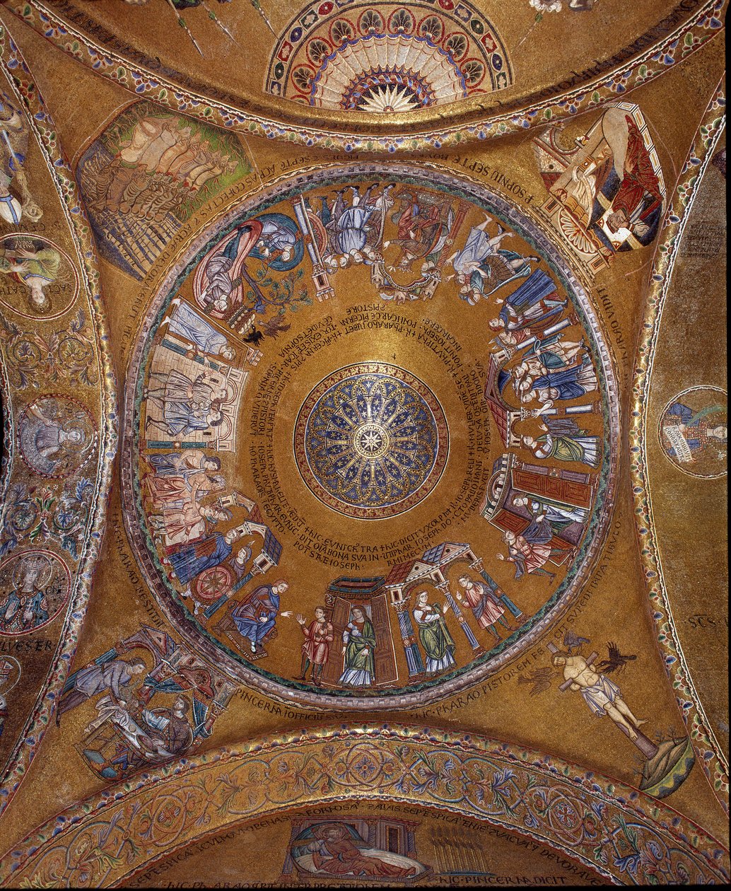 Byzantine architecture: view of the dome with mosaics on a golden background by Unbekannt