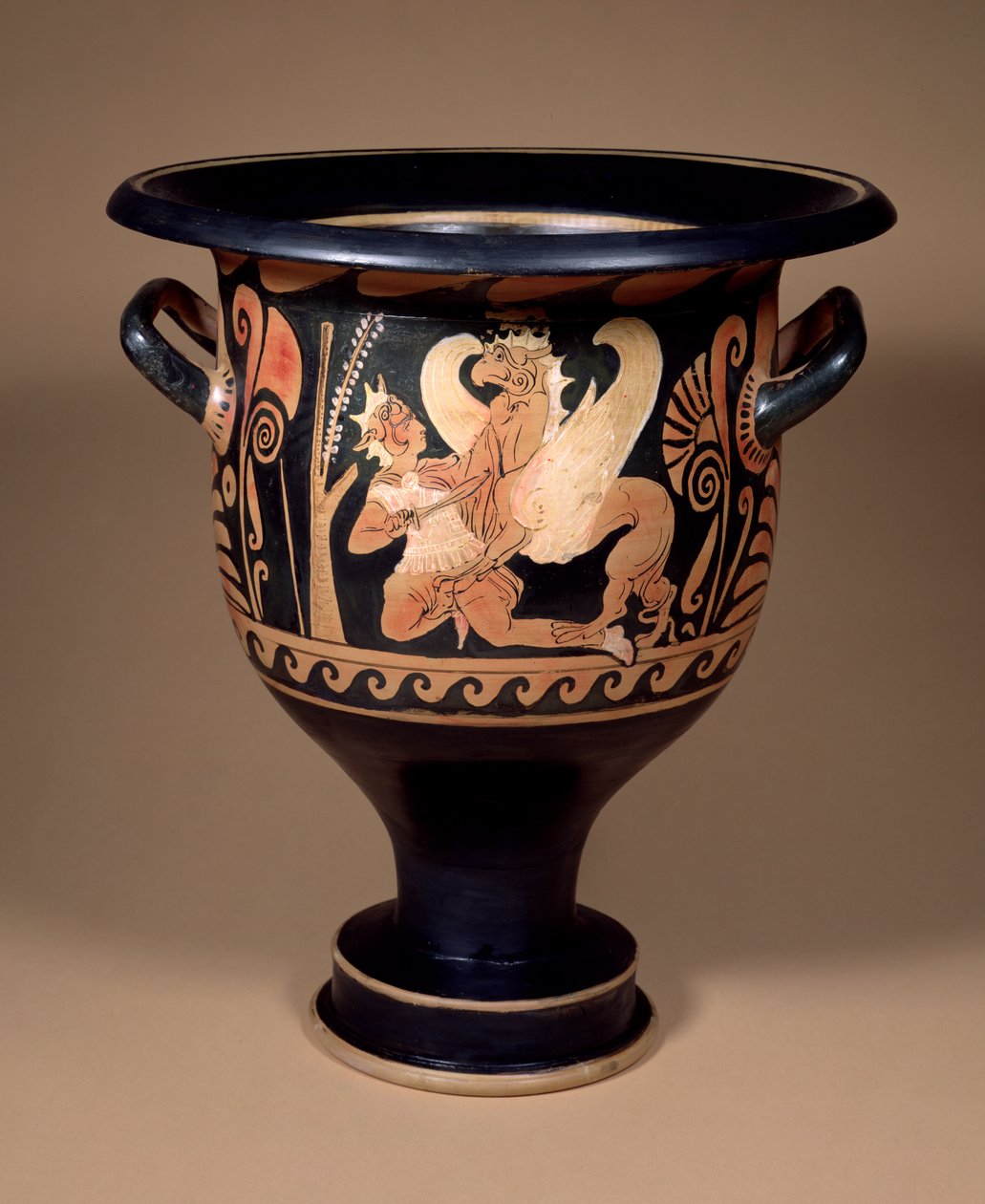 Campanian Red-Figure Bell Krater Decorated with an Arimasp in Combat with a Large Griffin, c.340 BC by Unbekannt