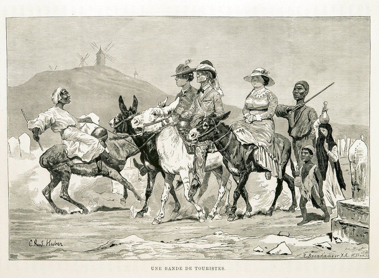 Cartoon of Western Tourists in Egypt - Illustration from the Atlas of Egypt by Unknown