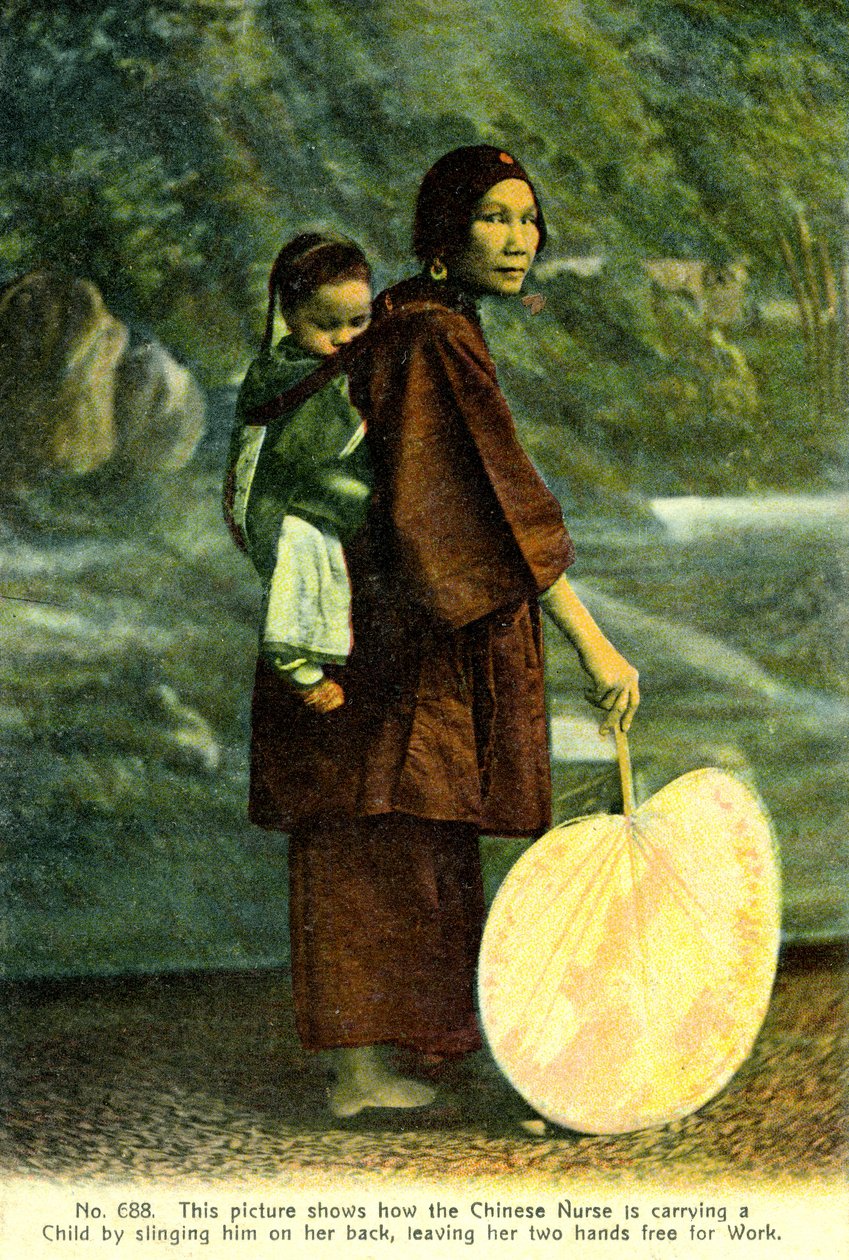 Chinese Nurse Carrying Child by Unbekannter Künstler