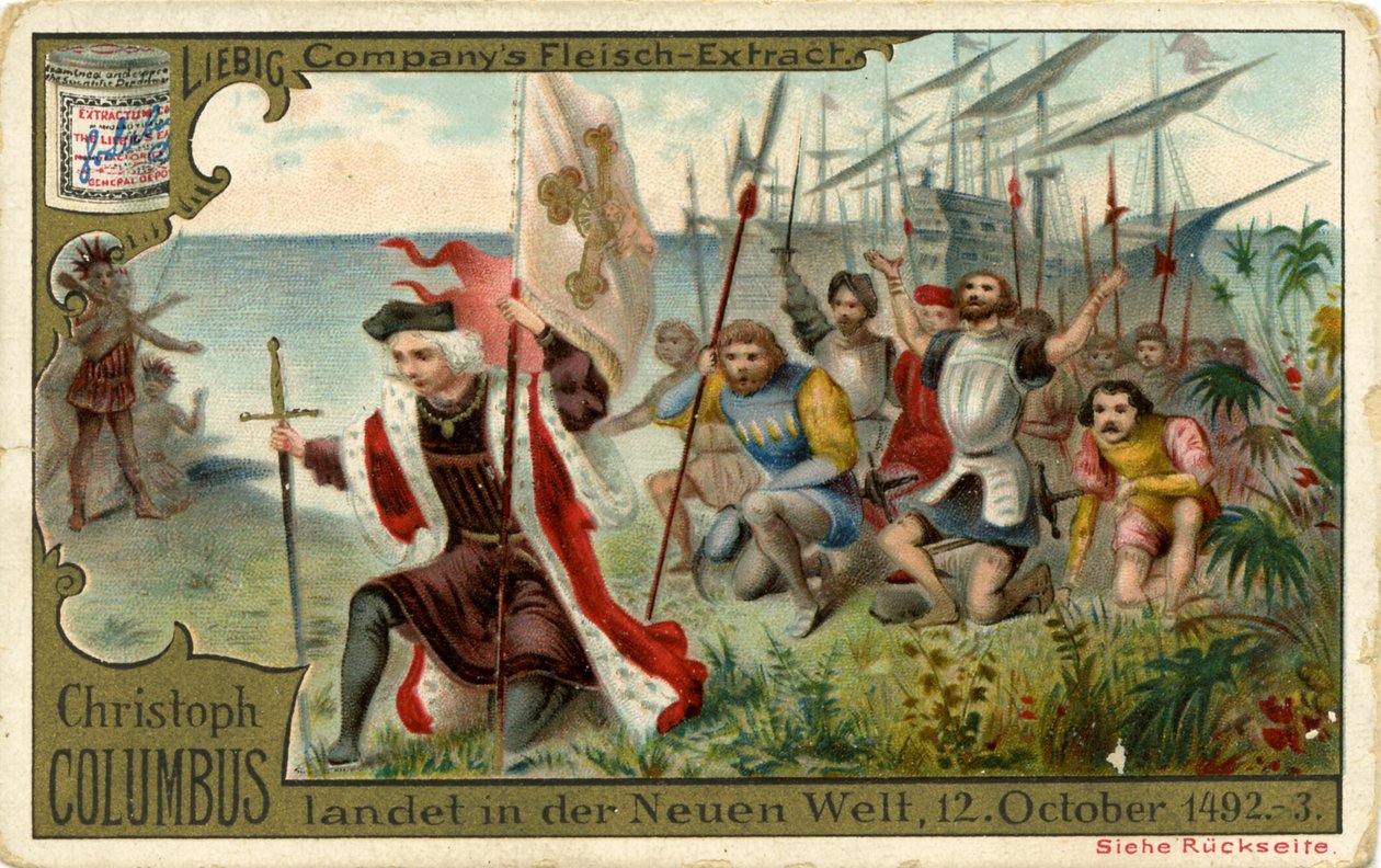 Christopher Columbus arrives in the New World by Unbekannter Künstler