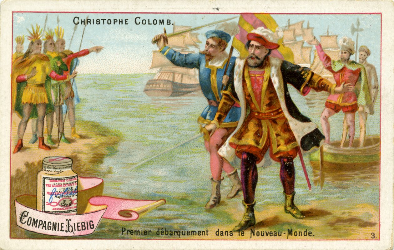 Christopher Columbus arrives in the New World by Unbekannter Künstler