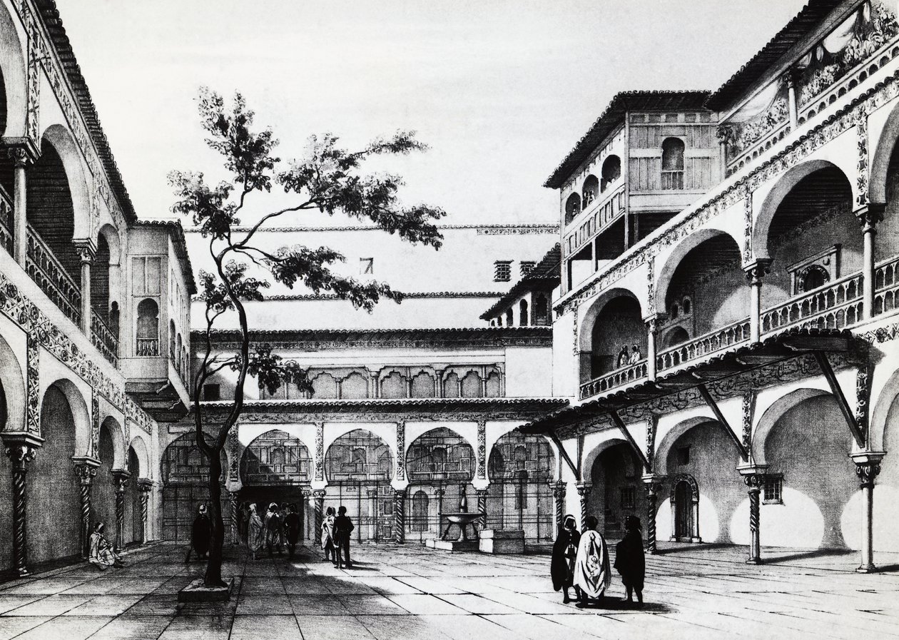Courtyard of the Kasbah fortress in Algiers by J.B. and Brown J. Rowbotham