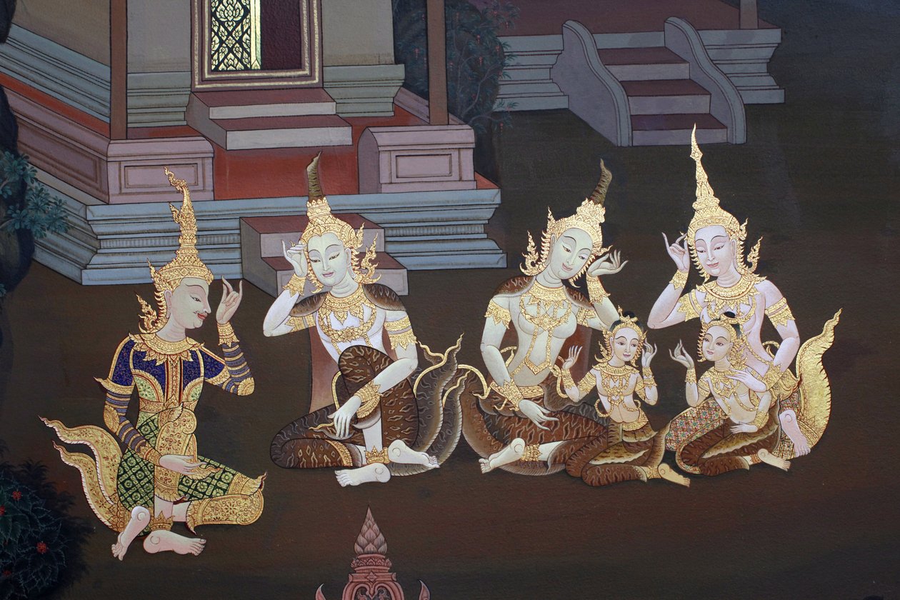 Detail of a mural painting in the Uposatha (shrine hall) of Buddhapadipa temple, Wimbledon, United Kingdom by Unbekannt