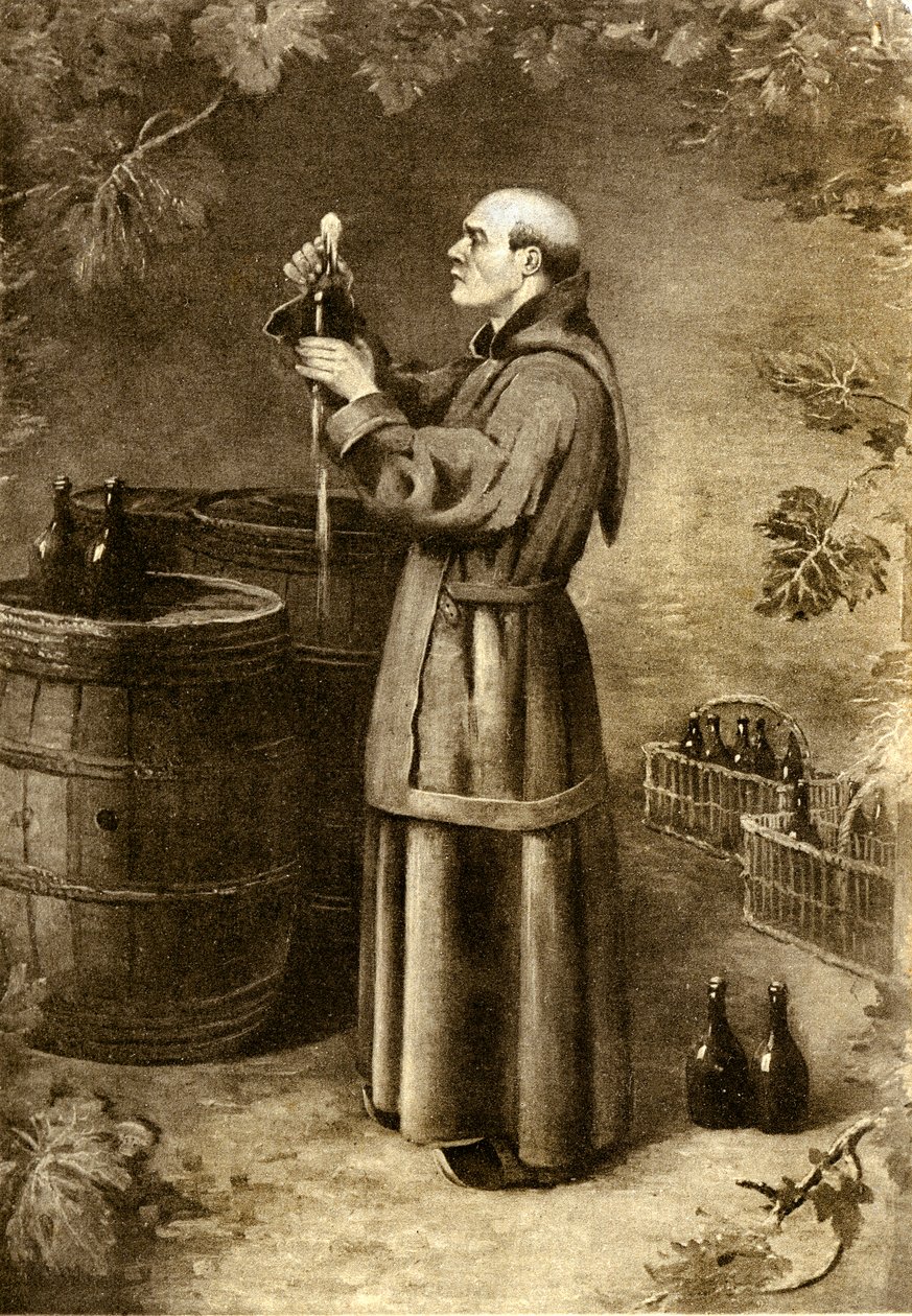 Dom Perignon discovering moss in 1714 - early 20th century by Alec Hunter