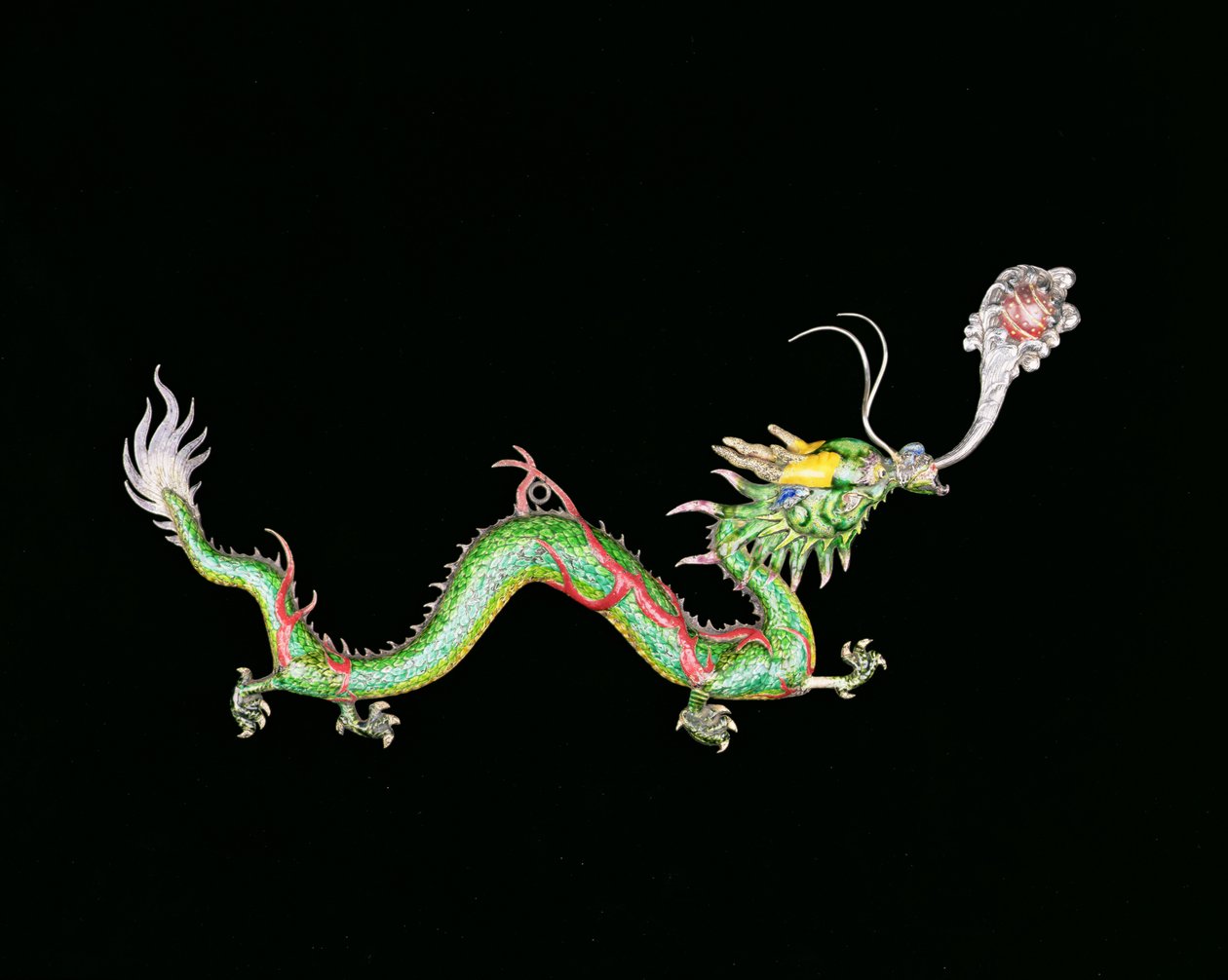 Dragon chasing a flaming pearl, decorative detail from the base of a Chinese export silver jardiniere made by Chongwoo, late 19th century by Unbekannt