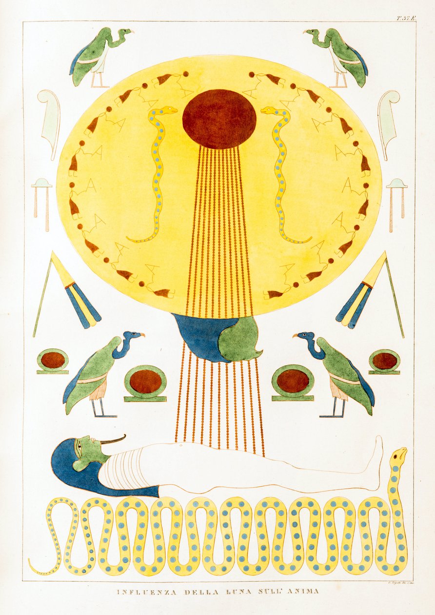 Egyptian Antiquity: Influence of the Moon on the Soul - Illustration from the Atlas of Egypt by Unbekannt