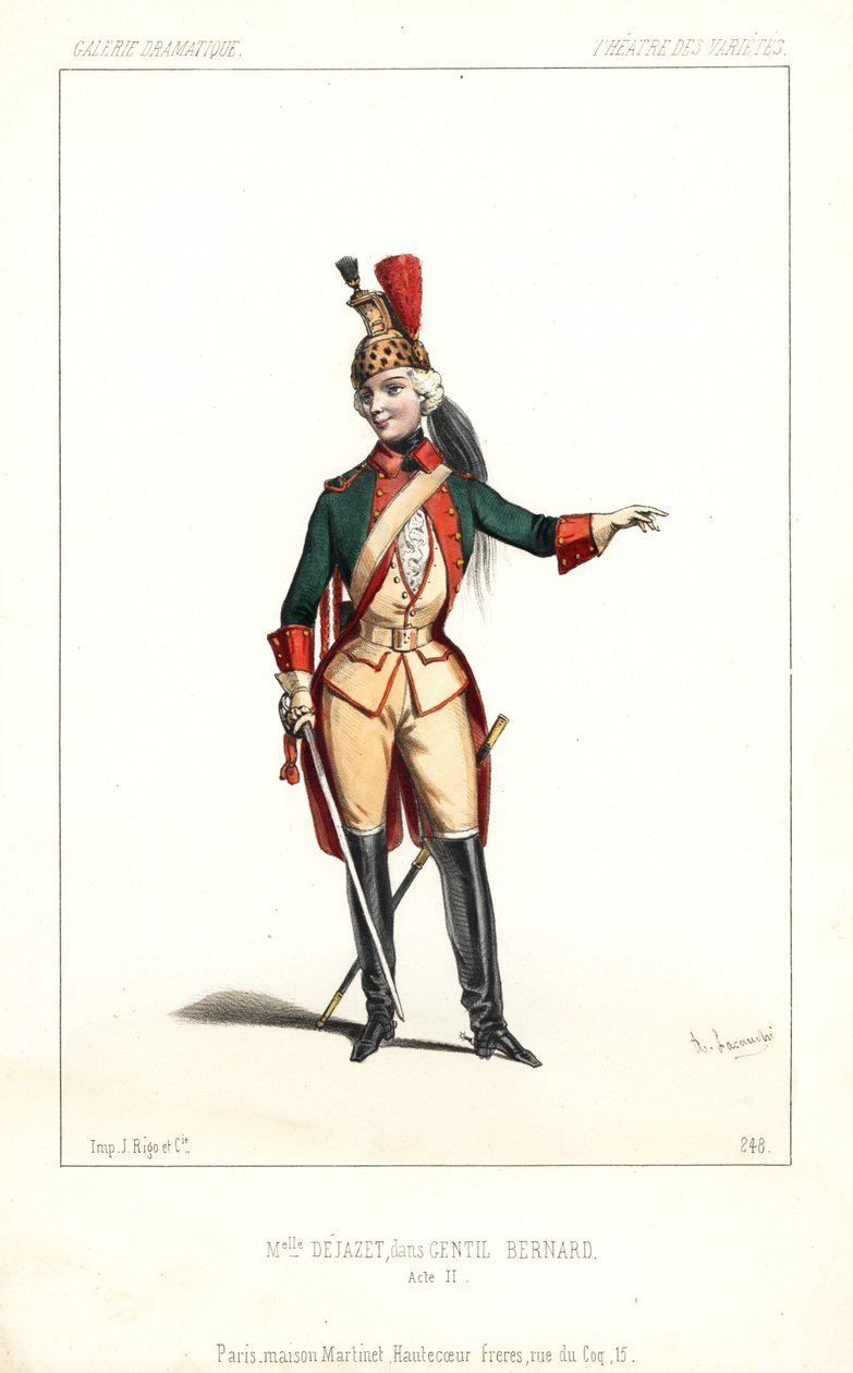 English actress Pauline Virginie Dejazet as Gentil Bernard, ou L
