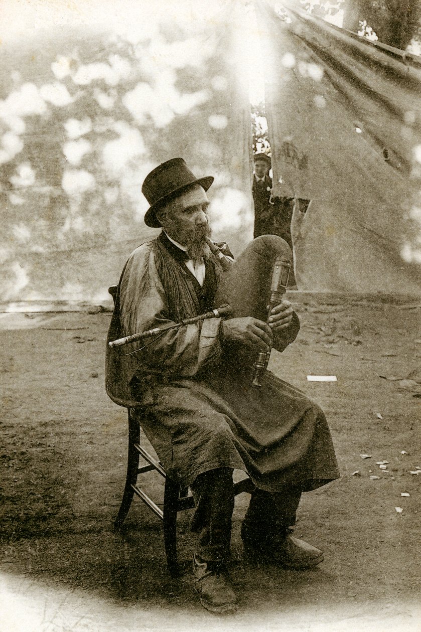 Folklore of Auvergne: musician playing Chabrette, early twentieth century by Alec Hunter