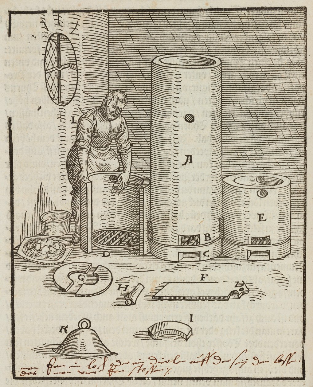 Preparation furnace for gold and silver ore separation liquid - Engraving from Description of ores and main mining methods, by Lazarus Ecker by Unbekannt