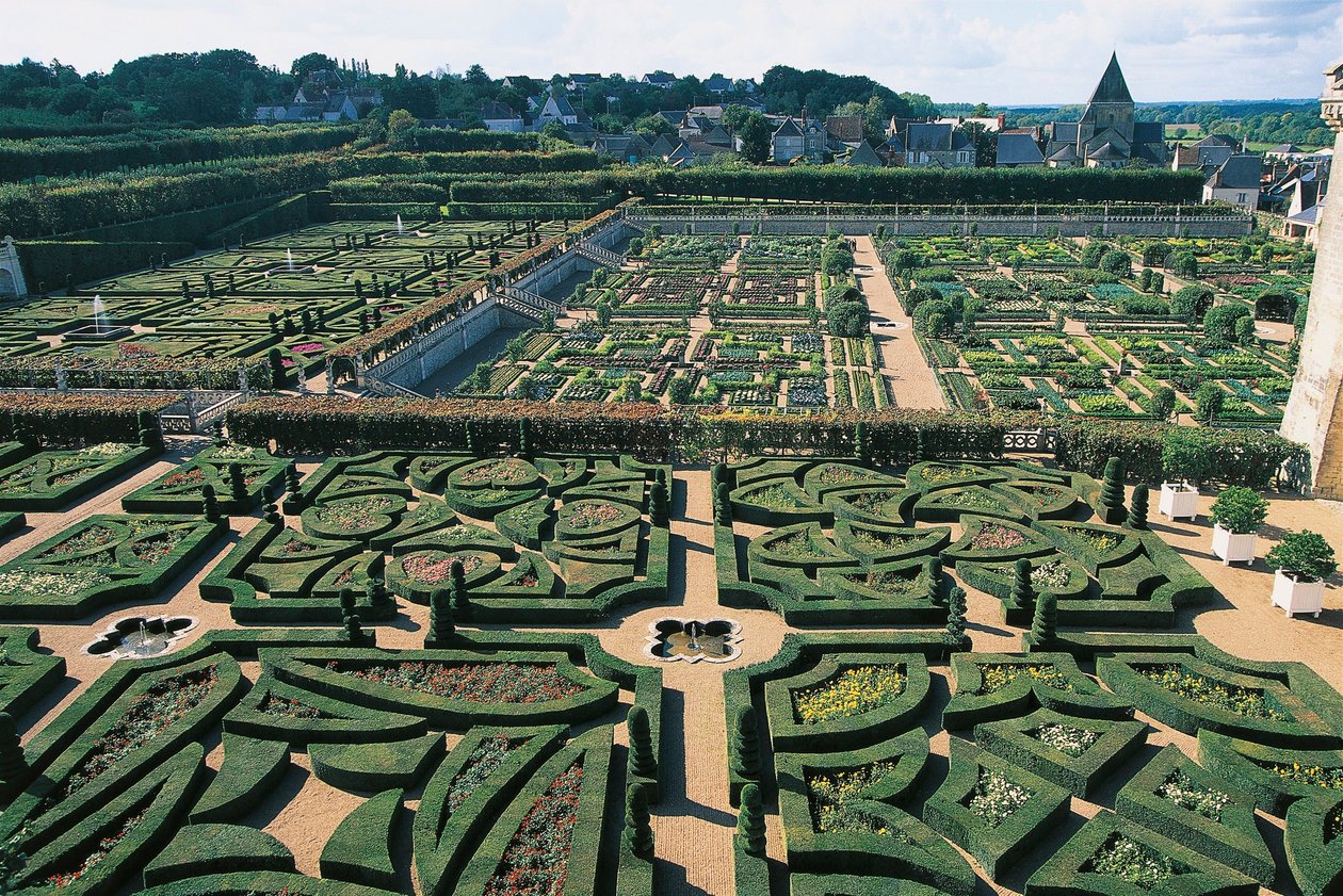 Gardens at Villandry Castle, Loire Valley, France by Benjamin Baud