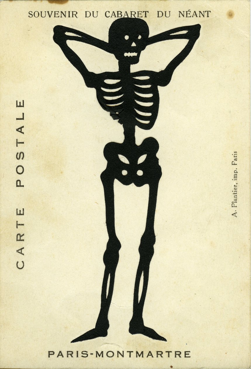 Advertising of the Cabaret du Neant de Montmartre Representing a Skeleton Decoupe by Unbekannter Künstler