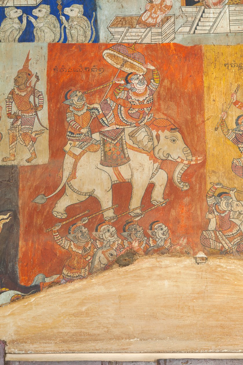 Frescoes adorning the walls of Wat Bo depicting scenes from the Reamker, Siem Reap, Cambodia by Unbekannter Künstler