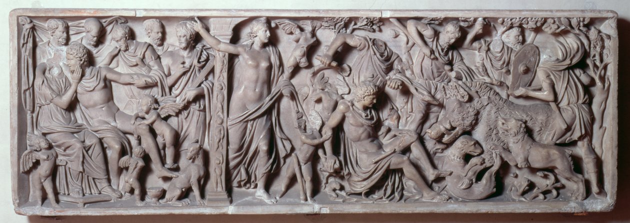Front of a sarcophagus depicting the death of Adonis, Roman, 2nd century by Unbekannt