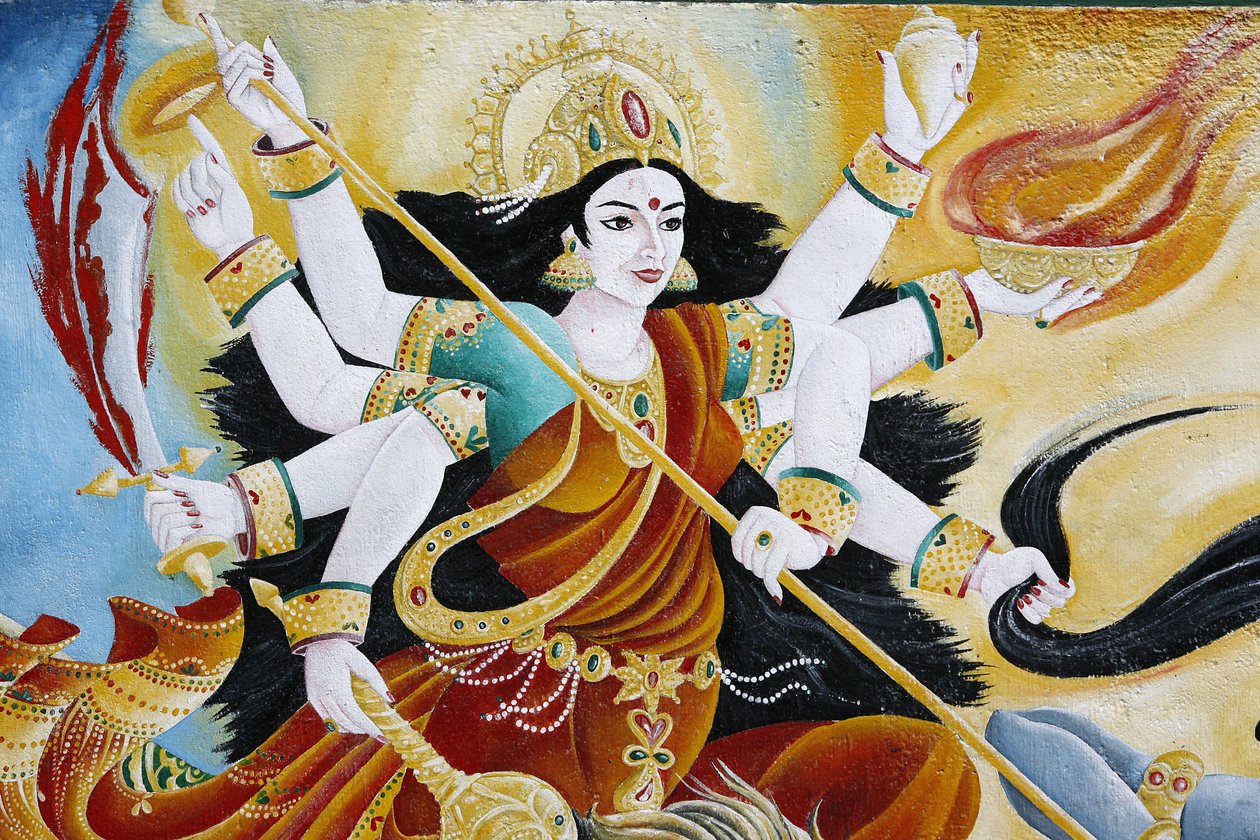Goddess Durga defeating evil, Kathmandu, Nepal by Unbekannt