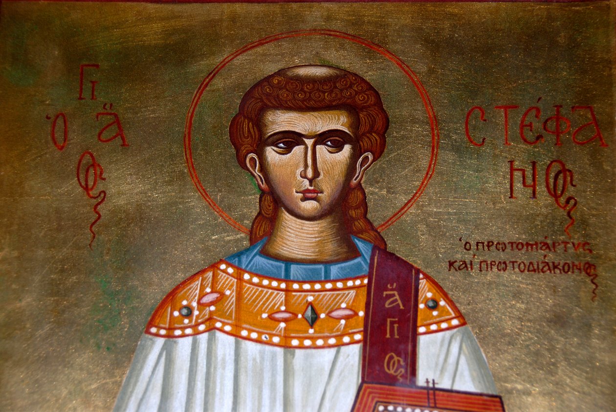 Greek Orthodox Christianity; icon of Saint Stefanos in the Church of Agios Stefanos; Lesbos; Aegean Sea; Greece; Europe by Unbekannt