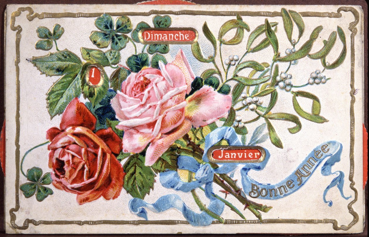 Happy Year Flowers, Early 20th Century (postcard) by Unbekannter Künstler