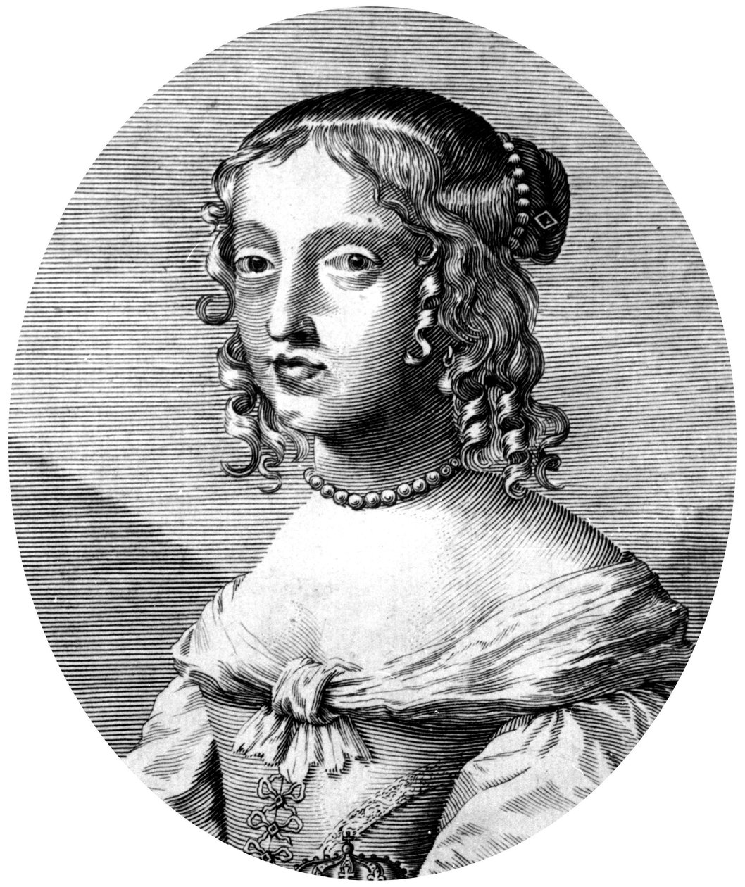 Henrietta Anne English Princess and Duchess of Orleans daughter of King Charles 1st, wife of Philippe of Orleans (brother of French King Louis XIV), engraving by Unbekannter Künstler