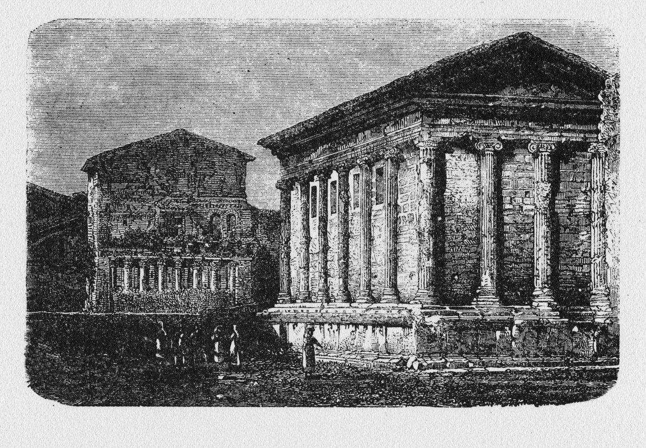 History of Ancient Rome. Temple of Portunus is an Ancient Building in Rome, Italy, the Main Temple Dedicated to the God Portunus in the City. by Unbekannt