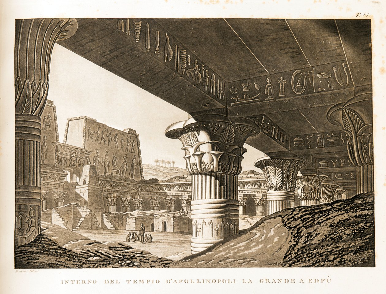 Internal View of the Temple of Apollinopolis in Edfu, Egypt - Illustration from the Atlas of Egypt by Unbekannter Künstler