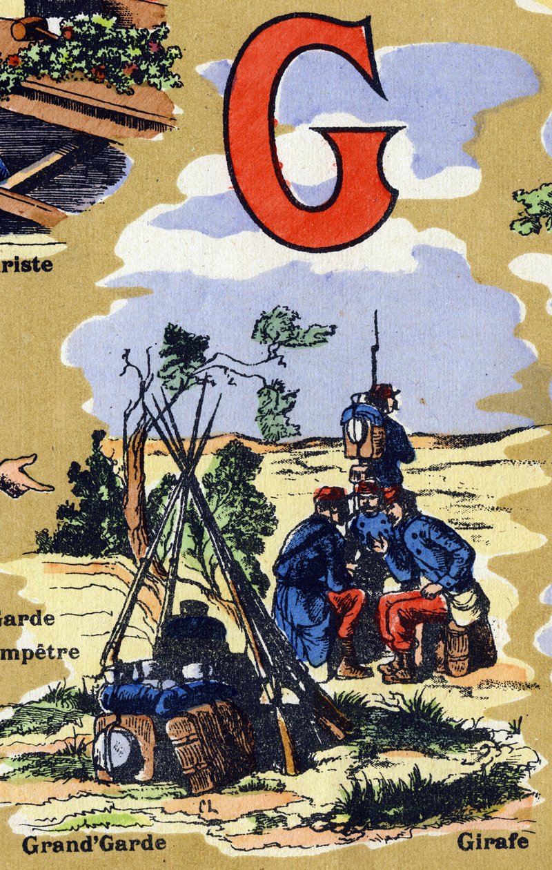 Letter G as the great guard of the army. Illustrated alphabet. Imageries reunited in Jarville-Nancy, early 20th century by Unbekannt