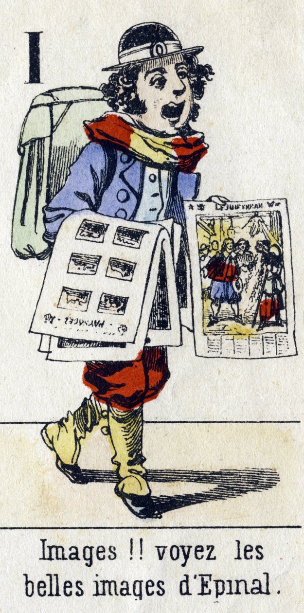 Letter I: "Images!! see the beautiful images of Epinal". Alphabet "Children