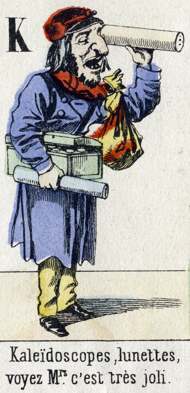 Letter K: "Kaleidoscopes, glasses, see Mrs, it