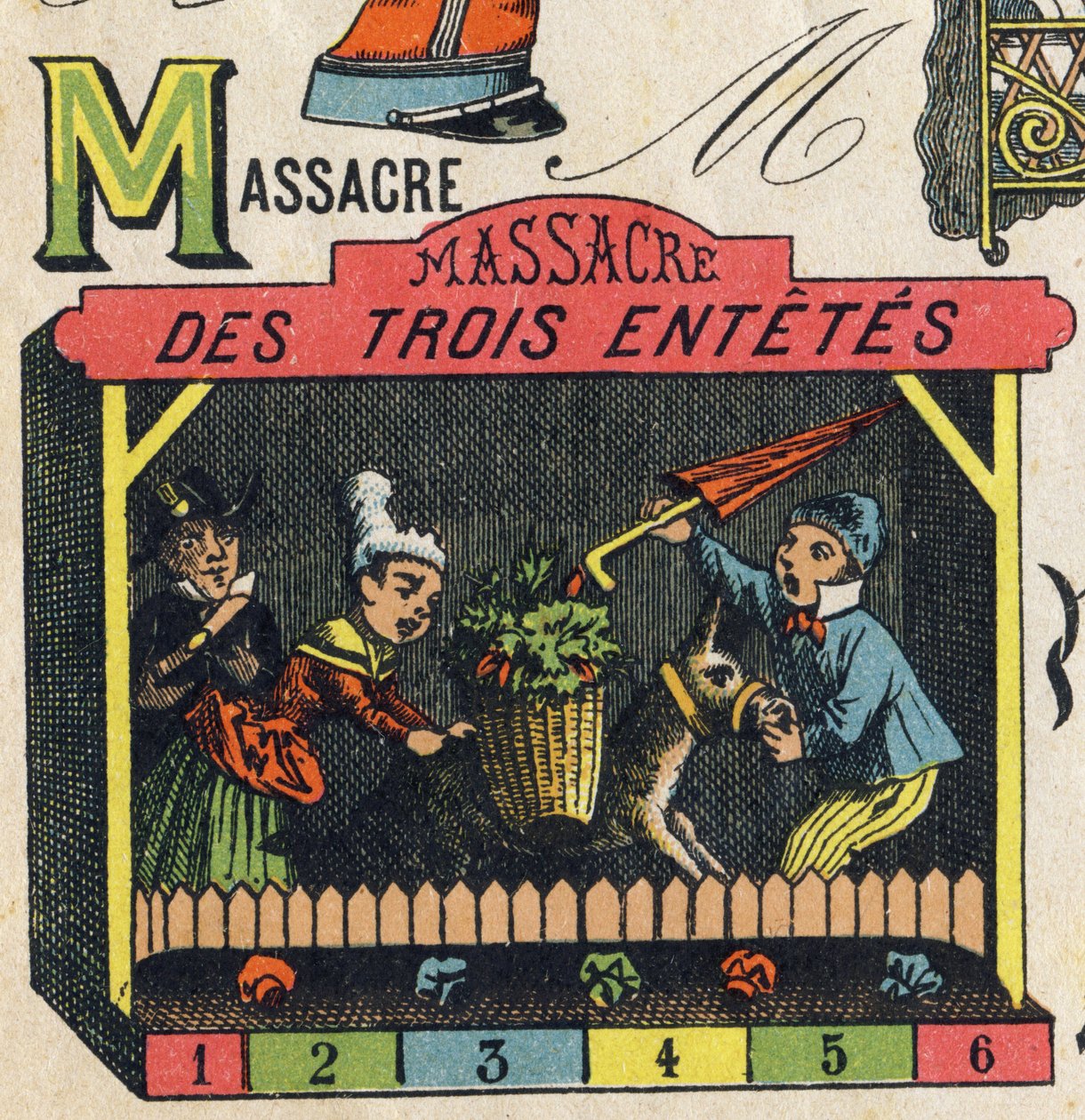 Letter M. Engraving in "ABC Toys". Epinal imaging in chromolithography, circa 1890 by Unbekannt