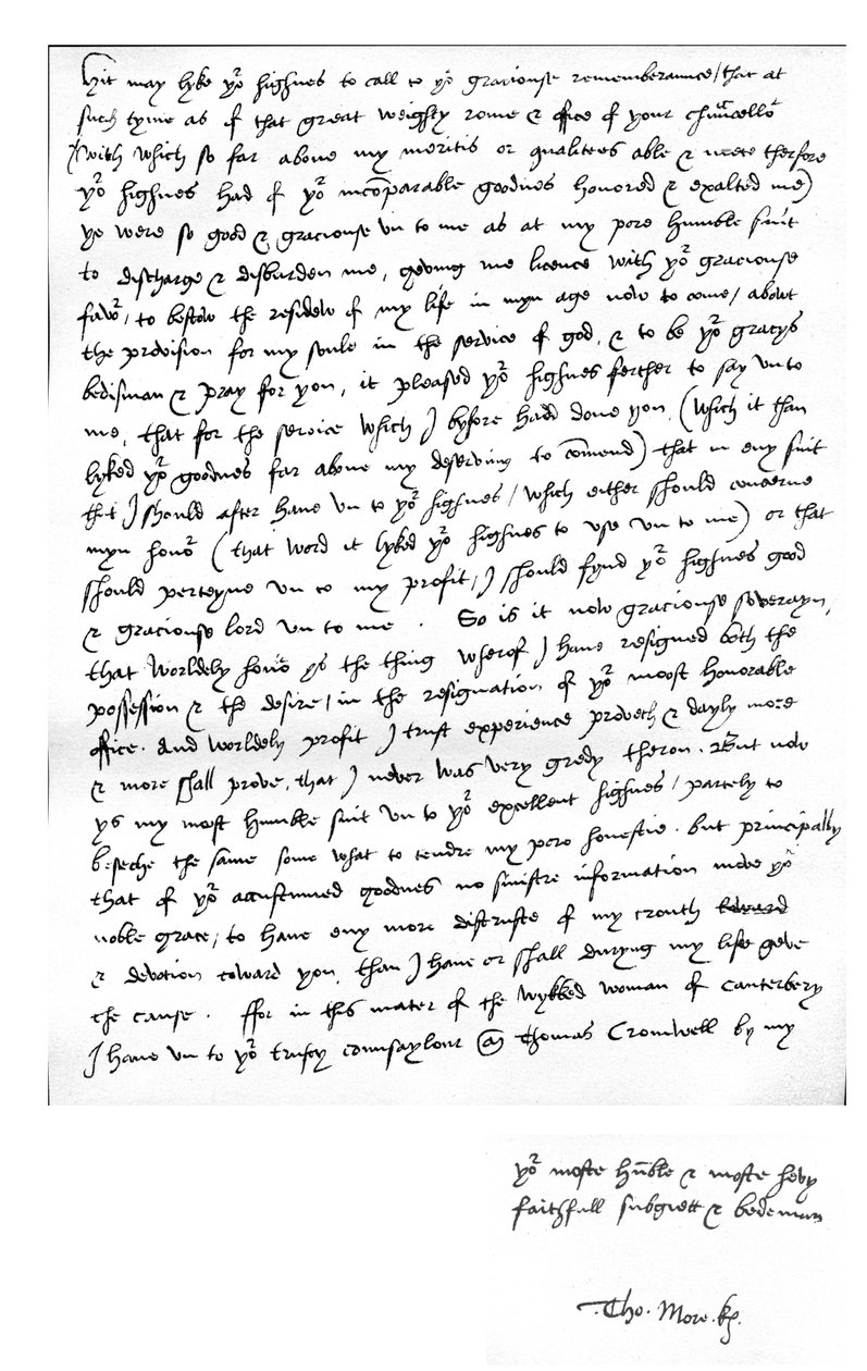 Letter from Thomas More to King Henry VIII, written at his home in Chelsea, 5 March by Unbekannt