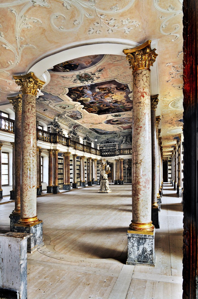 Library of the Benedictine Abbey of Ottobeuren, Bavaria, Germany by Unbekannter Künstler