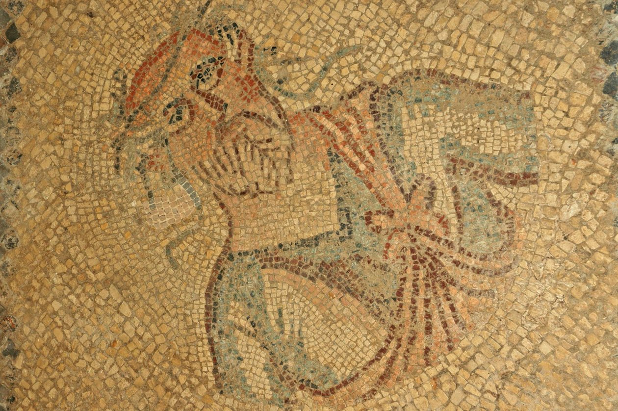 Roman mosaic of old man with beard & wreath, Libya by Unbekannt