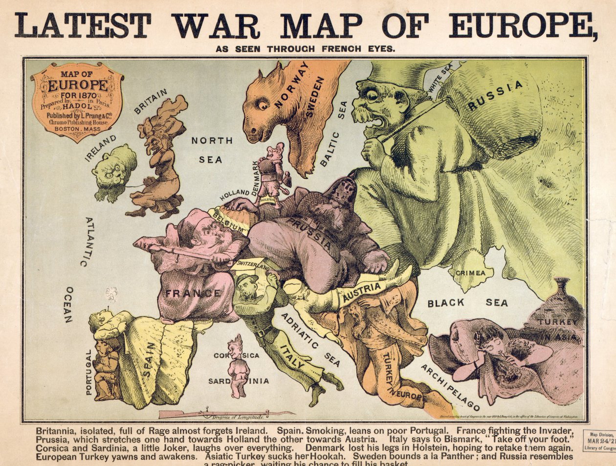 Map of Europe characterising the rival super powers by Unbekannter Künstler