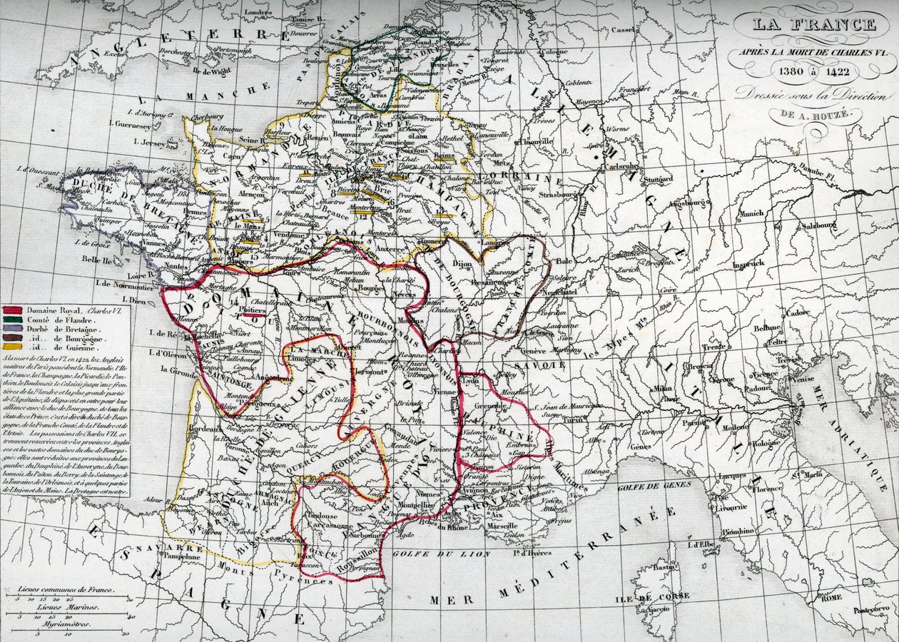Map of France at the times of King Charles VI by Unbekannter Künstler