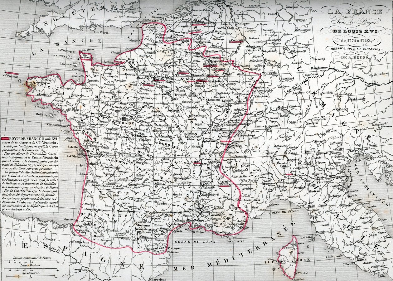 Map of France under the Reign of King Louis XVI from 1774 to 1793 (Plate from 