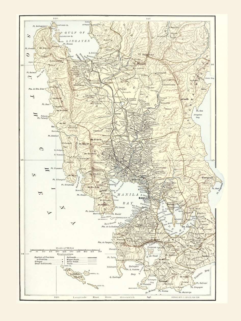 Map of Manila, Philippines and the seat of war during the Spanish-American War of 1898 by Unbekannt