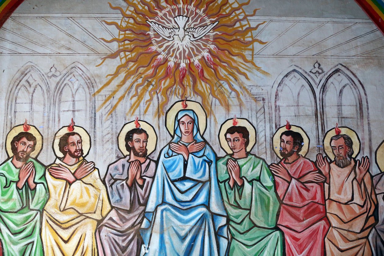 Marian sanctuary Our Lady of the Lake: The Holy Spirit descending on the Virgin Mary and the Apostles, Togo by Unbekannt