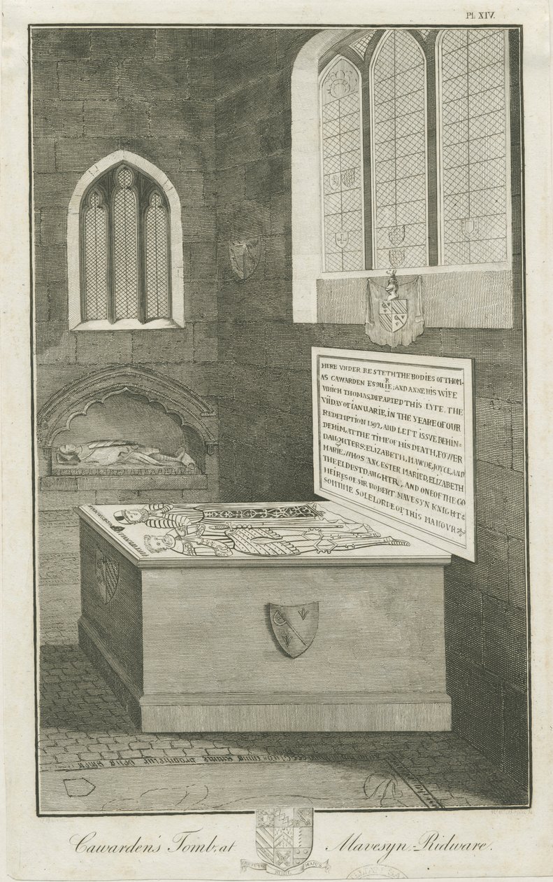 Mavesyn Ridware - Tomb of Thomas Carwarden: engraving by Unbekannt
