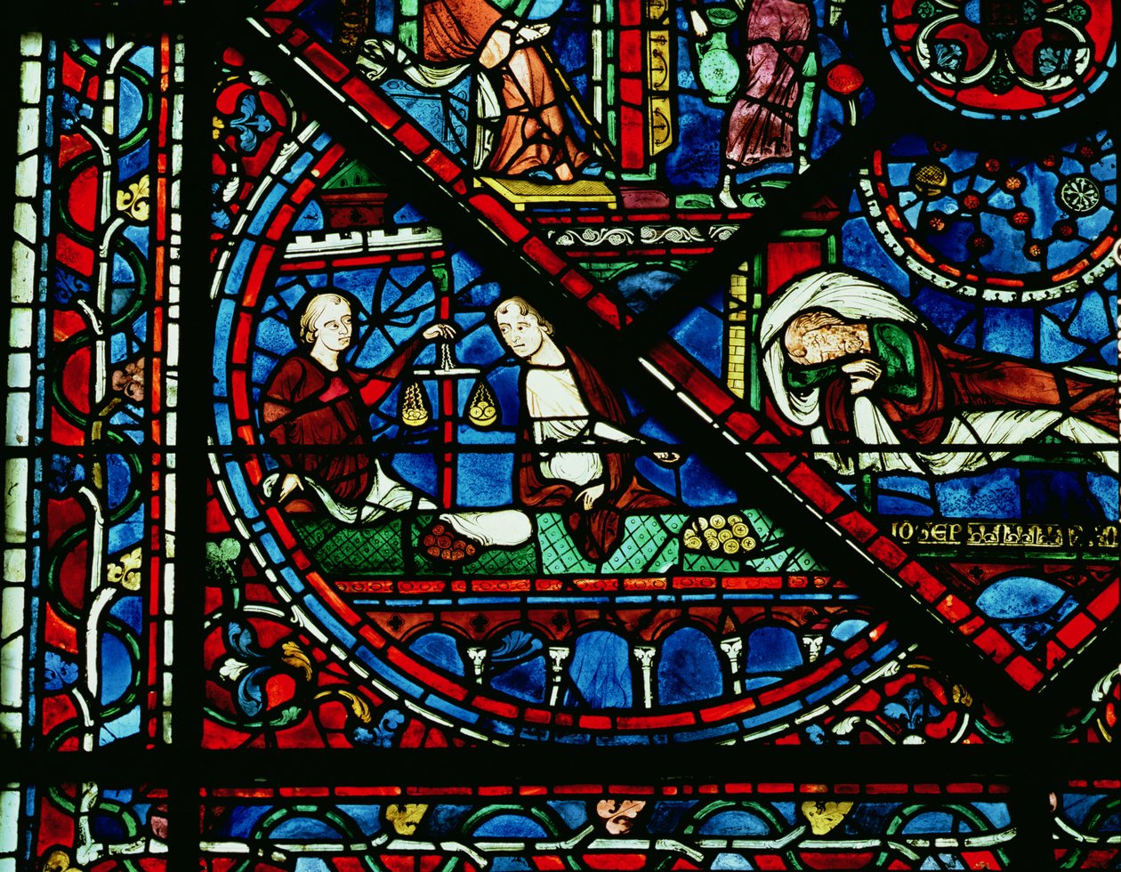 Money Changers in the Temple, (Detail) from a Window by Unbekannt