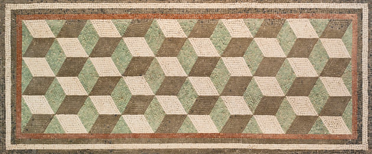 Mosaic with cubic perspective, first century BC, from the tablinum of a Roman villa, national museum of Rome, Rome, Italy by Unbekannter Künstler