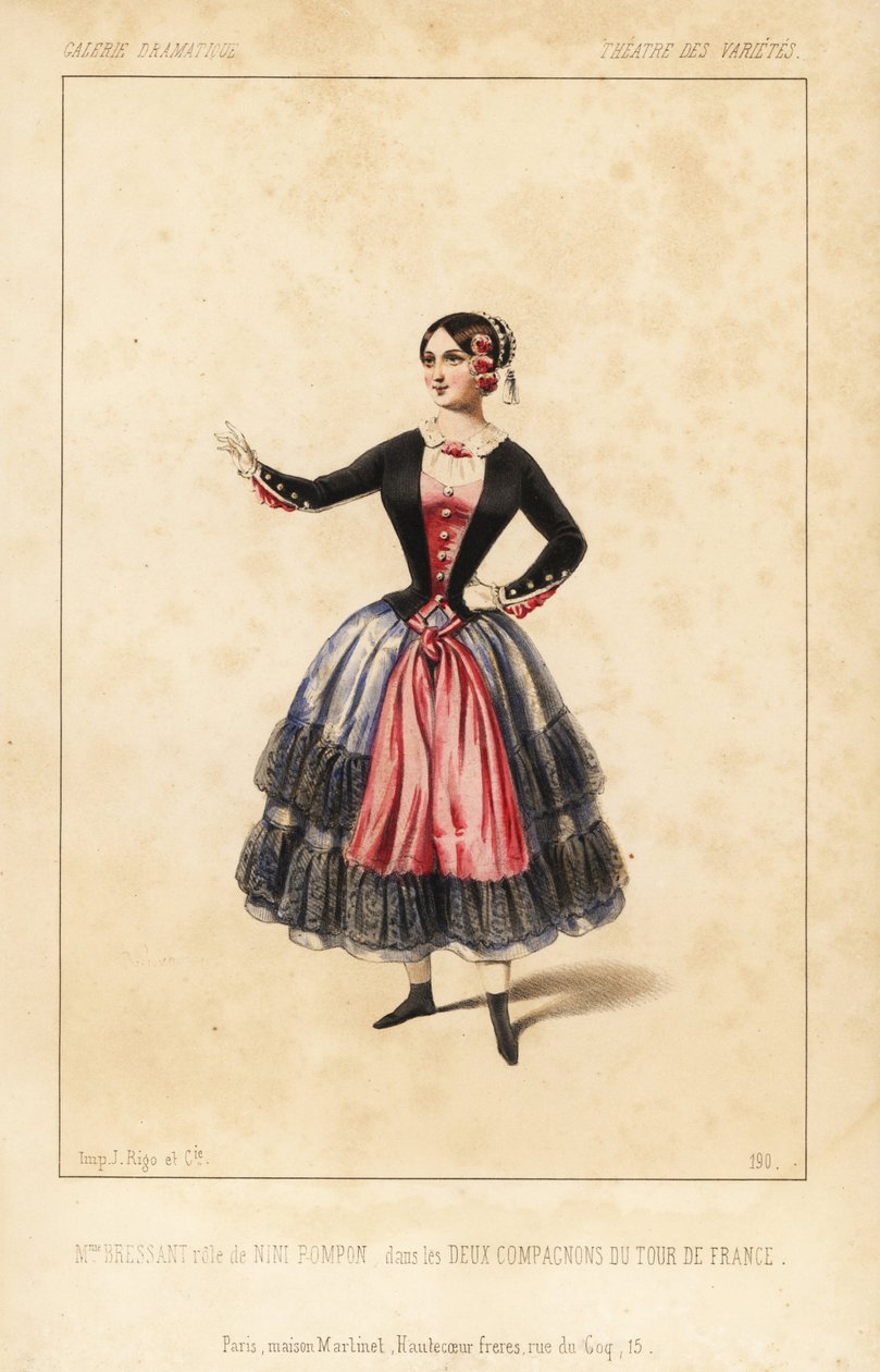 Mrs. Elisabeth Augustine Bressant as Nini Pompon in les Deux Compagnons du Tour de France, Theatre des Varietes by Unbekannter Künstler