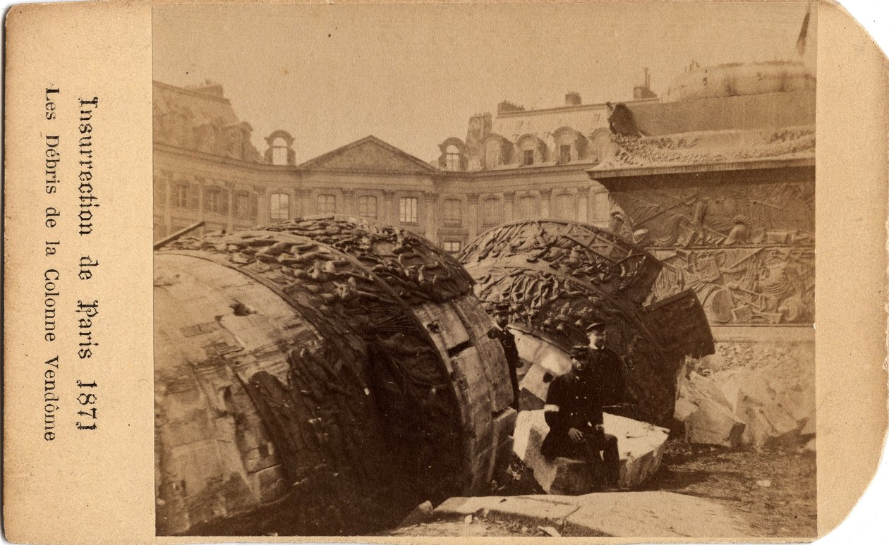Two Communards Posing Near the Debris of the Fallen Column of Place Vendome in Paris by Unbekannt